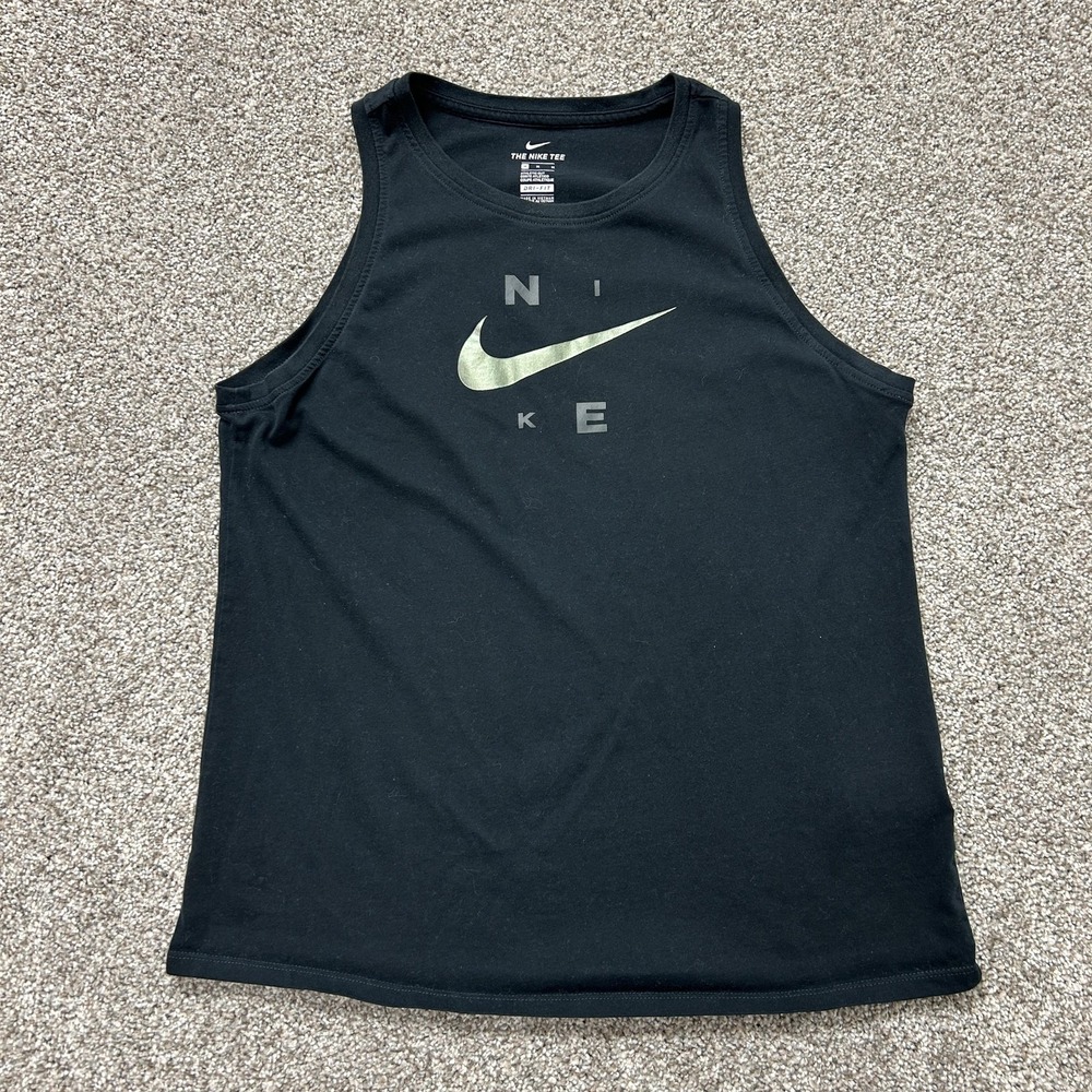 Nike Tank Top Shirt Mens Medium Black Sleeveless Dri-FIT Athletic Training Top